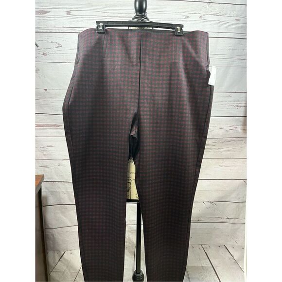Maurices Skinny Ankle Ponte Pants Women's XL Regular Gingham Checkered Red Black - Picture 1 of 6